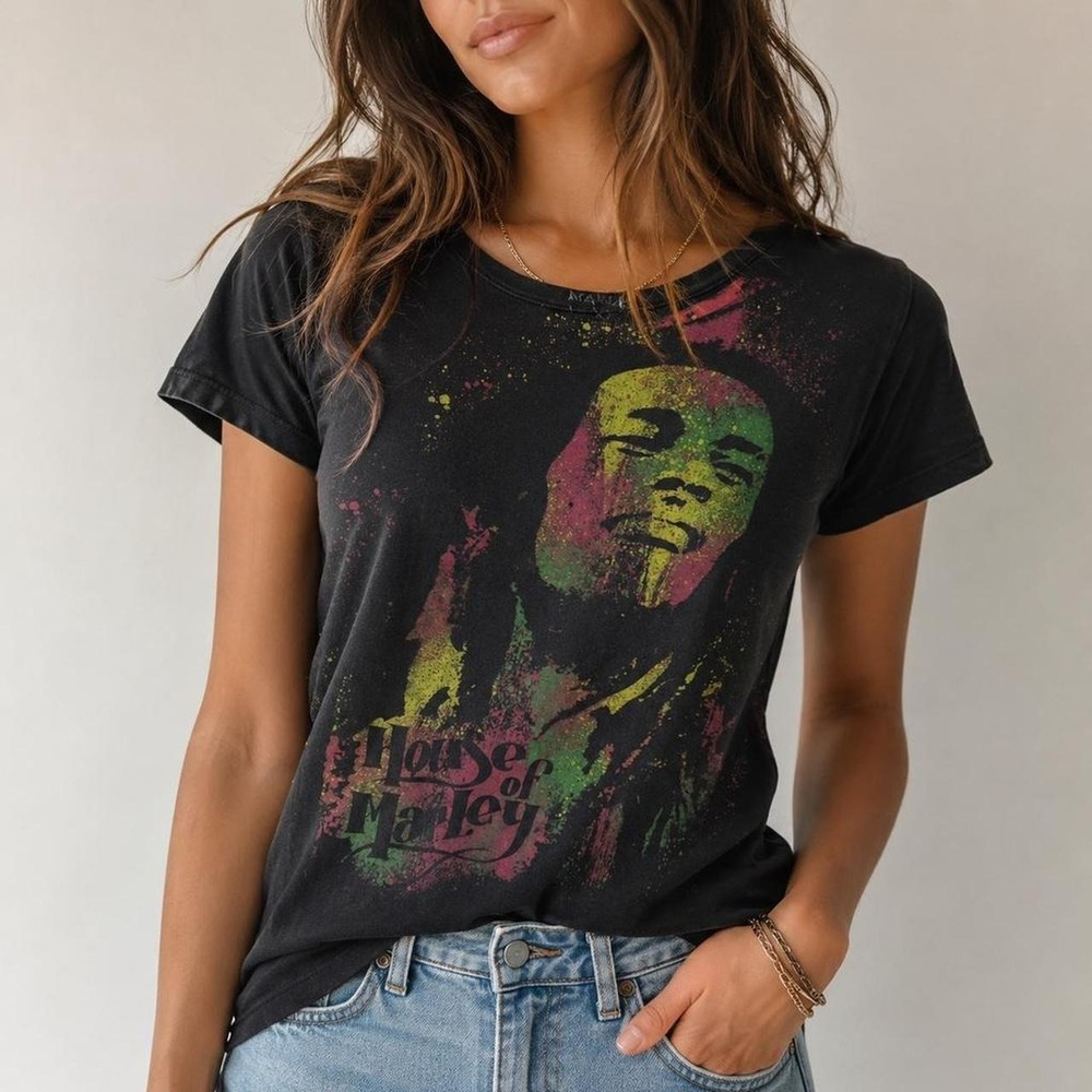 Women's Vintage Bob Marley black graphic tee Size XL